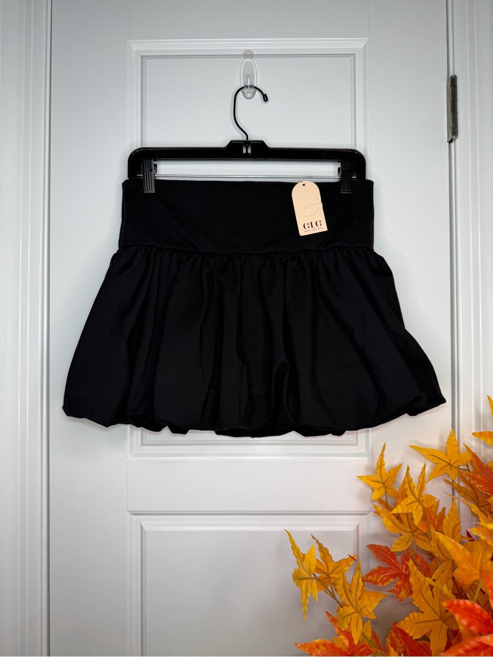 Good Luck Gem Black Bubble Hem Skater Mini